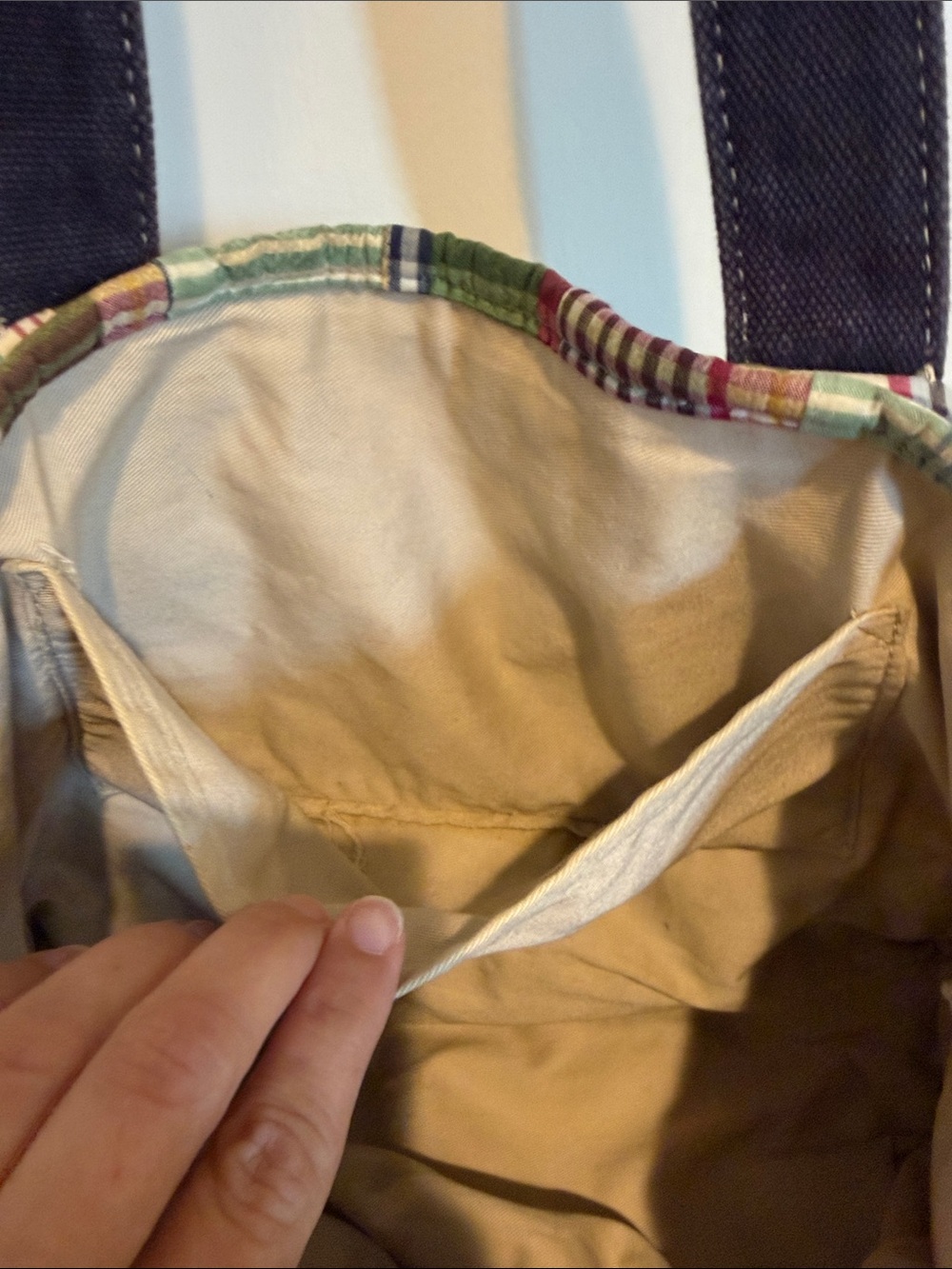 Vintage J.Crew Madras Patchwork Canvas Tote Bag - Picture 5 of 11